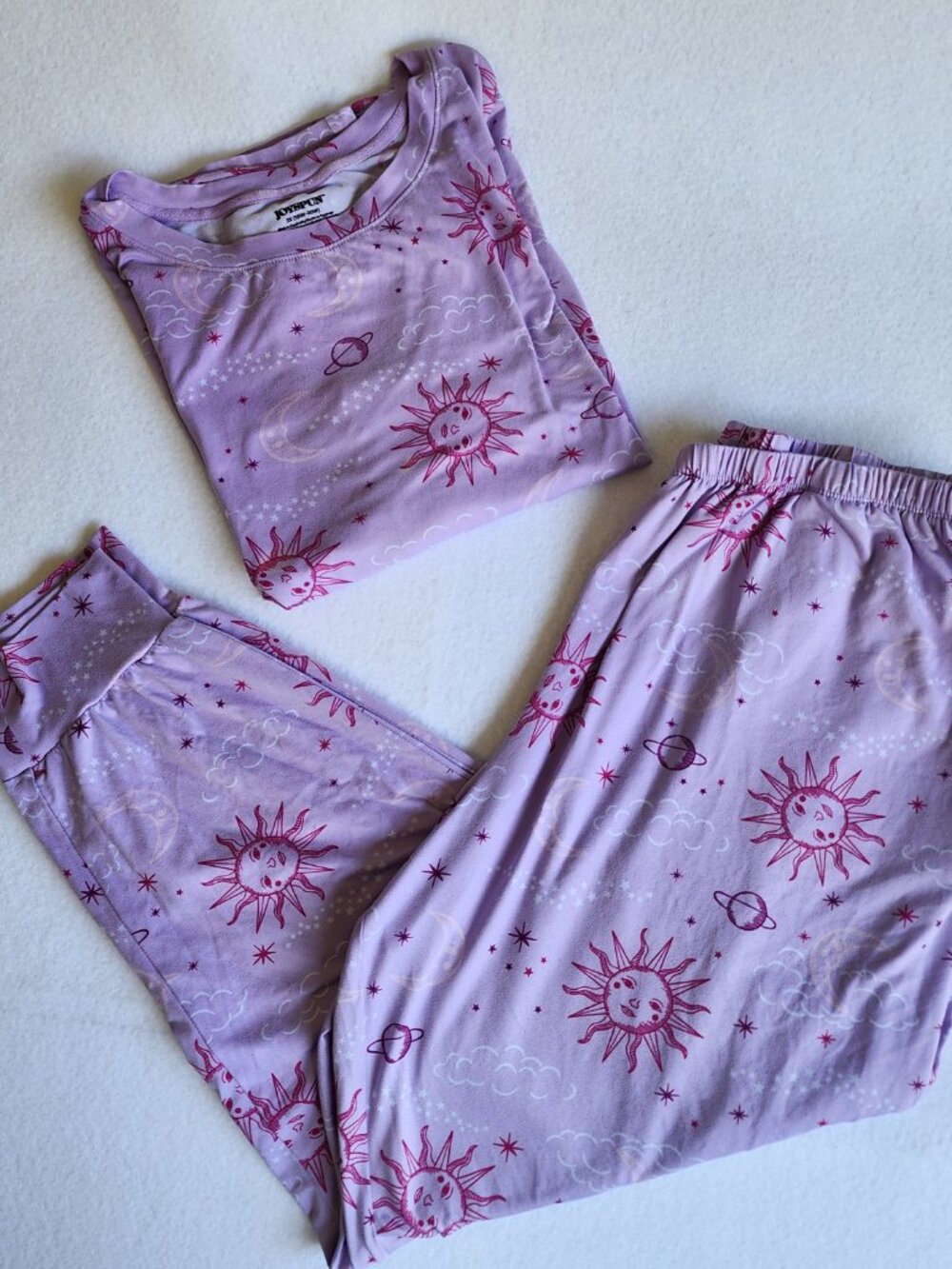 Joyspun Celestial Sun Moon Stars Print Pajama Set 2X